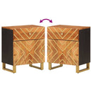 vidaXL barna és fekete tömör mangófa éjjeliszekrény 50 x 33 x 60 cm