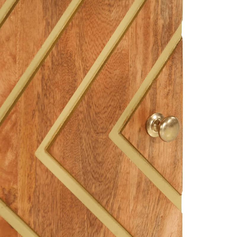 vidaXL barna és fekete tömör mangófa éjjeliszekrény 50 x 33 x 60 cm