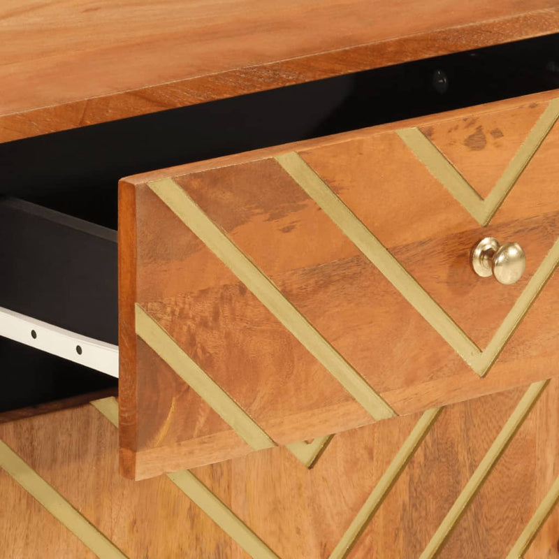 vidaXL barna és fekete tömör mangófa éjjeliszekrény 50 x 33 x 60 cm