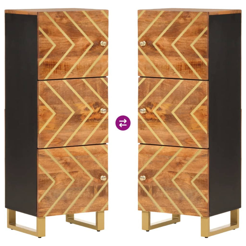 vidaXL barna és fekete tömör mangófa magasszekrény 40x33,5x110 cm