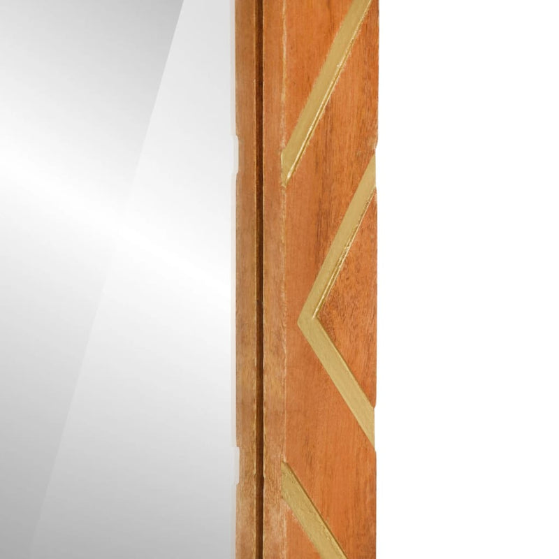 vidaXL barna tömör mangófa és üveg fürdőszobatükör 50x70x3 cm