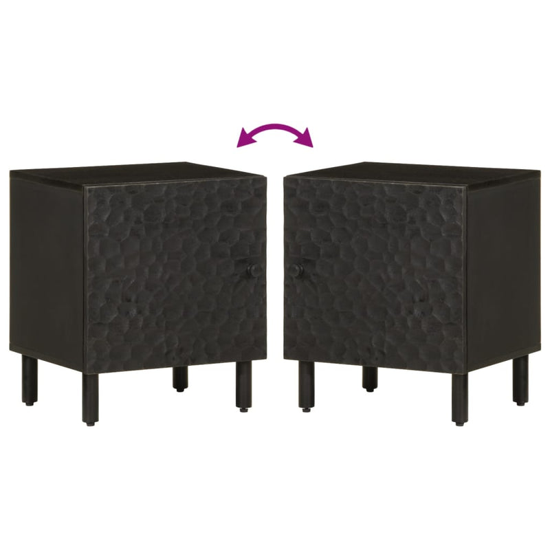 vidaXL 2 db fekete tömör mangófa éjjeliszekrény 40 x 33 x 46 cm