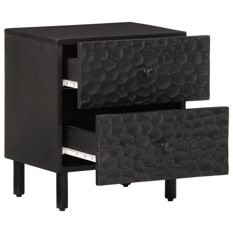 vidaXL 2 db fekete tömör mangófa éjjeliszekrény 40 x 33 x 46 cm