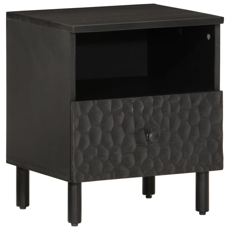 vidaXL 2 db fekete tömör mangófa éjjeliszekrény 40 x 33 x 46 cm