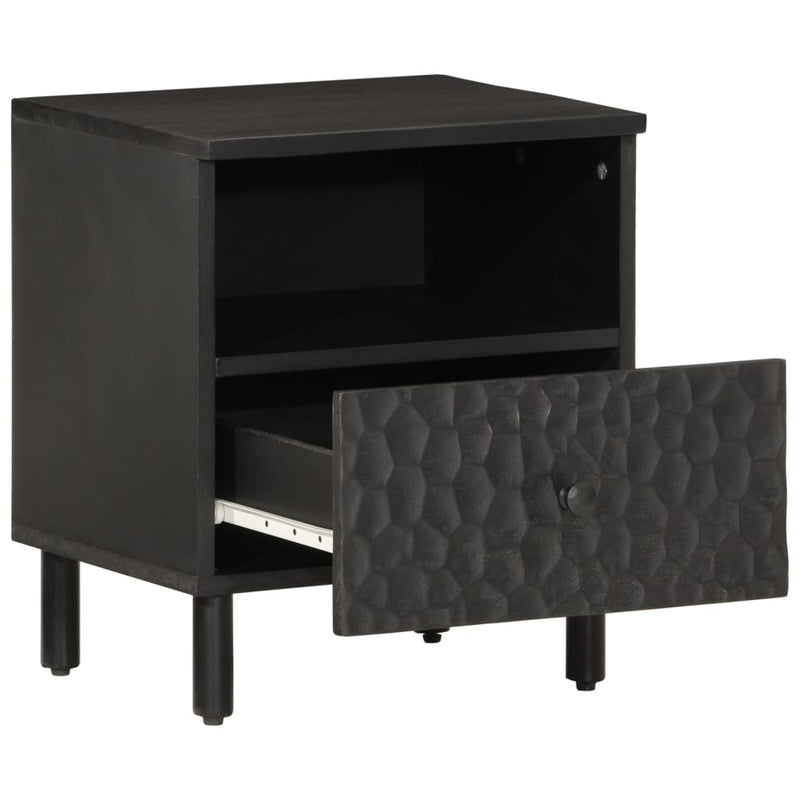 vidaXL 2 db fekete tömör mangófa éjjeliszekrény 40 x 33 x 46 cm