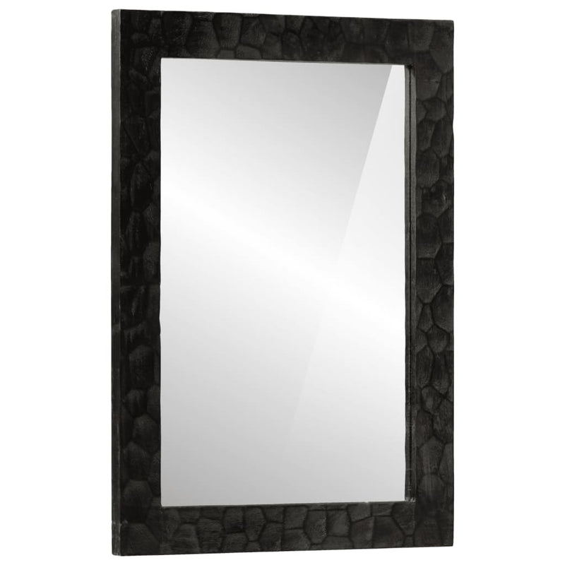 vidaXL fekete tömör mangófa és üveg fürdőszobatükör 50 x 70 x 2,5 cm