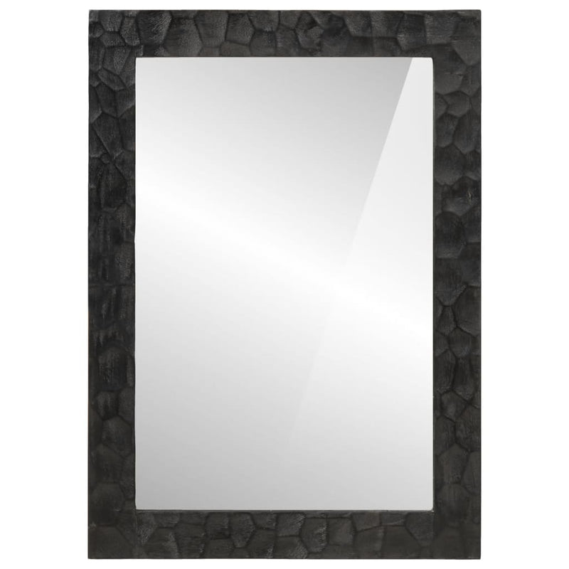 vidaXL fekete tömör mangófa és üveg fürdőszobatükör 50 x 70 x 2,5 cm