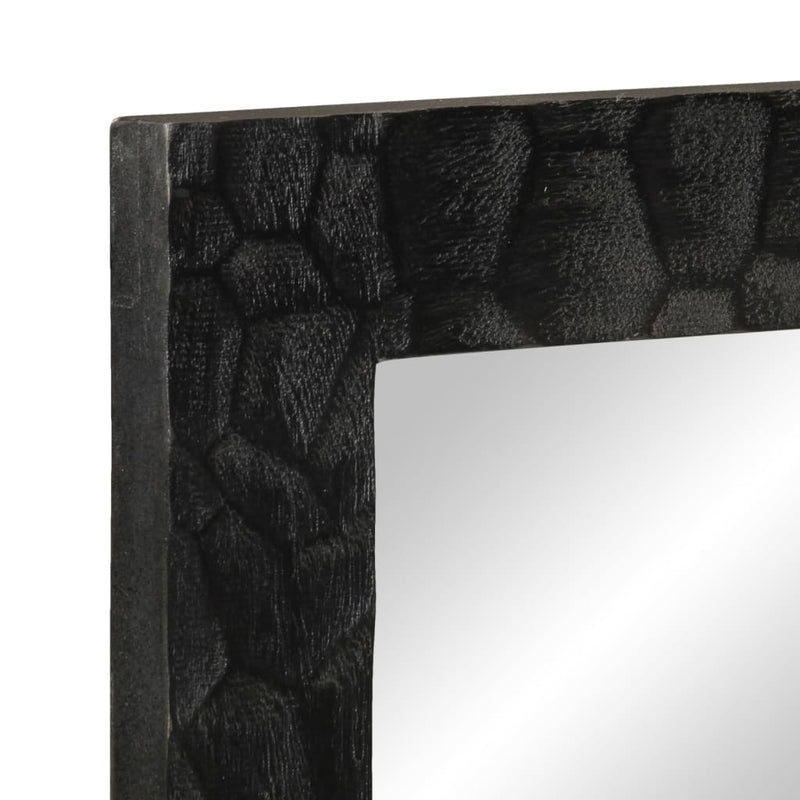 vidaXL fekete tömör mangófa és üveg fürdőszobatükör 50 x 70 x 2,5 cm