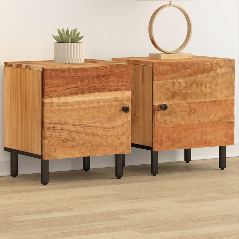 vidaXL 2 db tömör akácfa éjjeliszekrény 40 x 33 x 46 cm