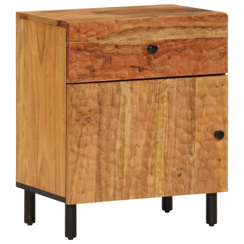 vidaXL tömör akácfa és szerelt fa éjjeliszekrény 50 x 33 x 60 cm