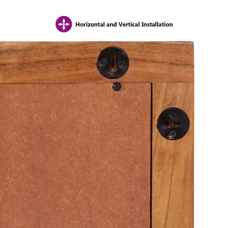 vidaXL tömör akácfa és üveg fürdőszobatükör 50 x 70 x 2,5 cm