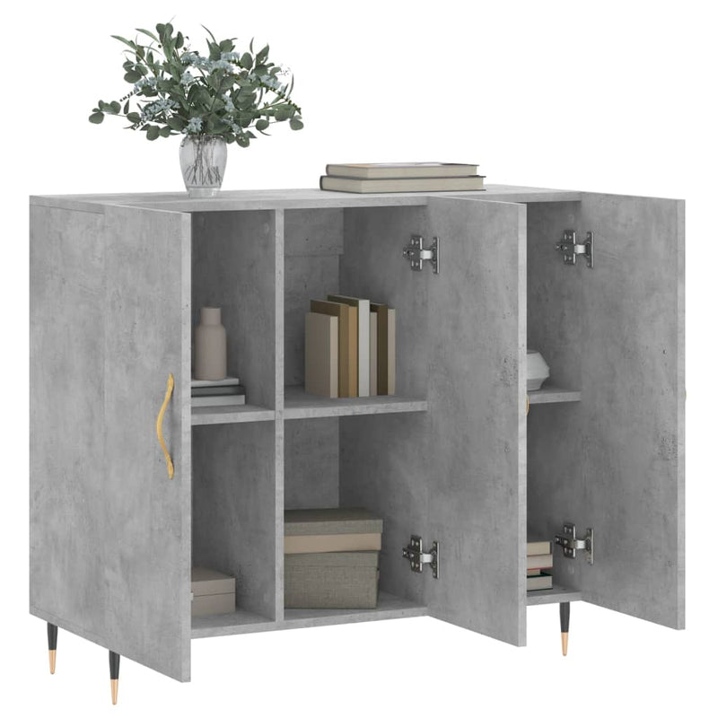 vidaXL betonszürke szerelt fa tálalószekrény 90 x 34 x 80 cm
