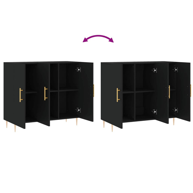 vidaXL fekete szerelt fa tálalószekrény 90 x 34 x 80 cm