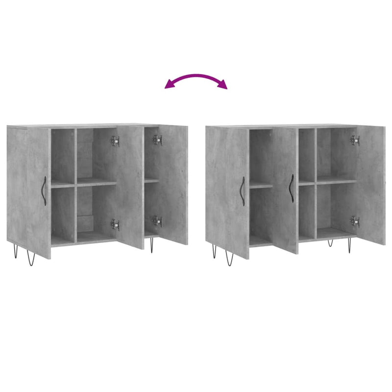 vidaXL betonszürke szerelt fa tálalószekrény 90 x 34 x 80 cm