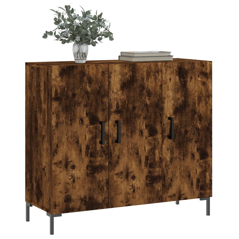 vidaXL füstös tölgy színű szerelt fa tálalószekrény 90 x 34 x 80 cm