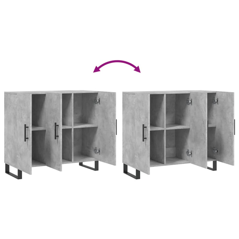 vidaXL betonszürke szerelt fa tálalószekrény 90 x 34 x 80 cm