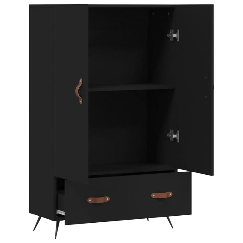 vidaXL fekete szerelt fa magasszekrény 69,5 x 31 x 115 cm