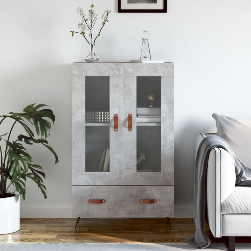 vidaXL betonszürke szerelt fa magasszekrény 69,5 x 31 x 115 cm