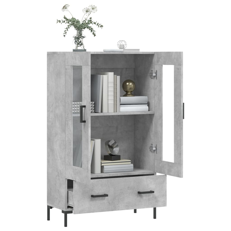 vidaXL betonszürke szerelt fa magasszekrény 69,5 x 31 x 115 cm