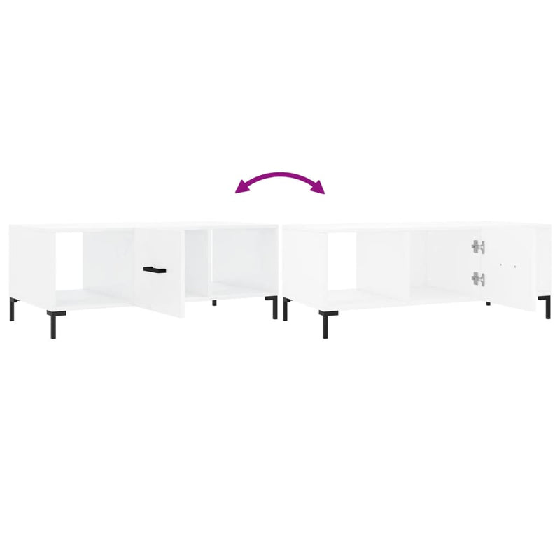 vidaXL magasfényű fehér szerelt fa dohányzóasztal 102 x 50 x 40 cm