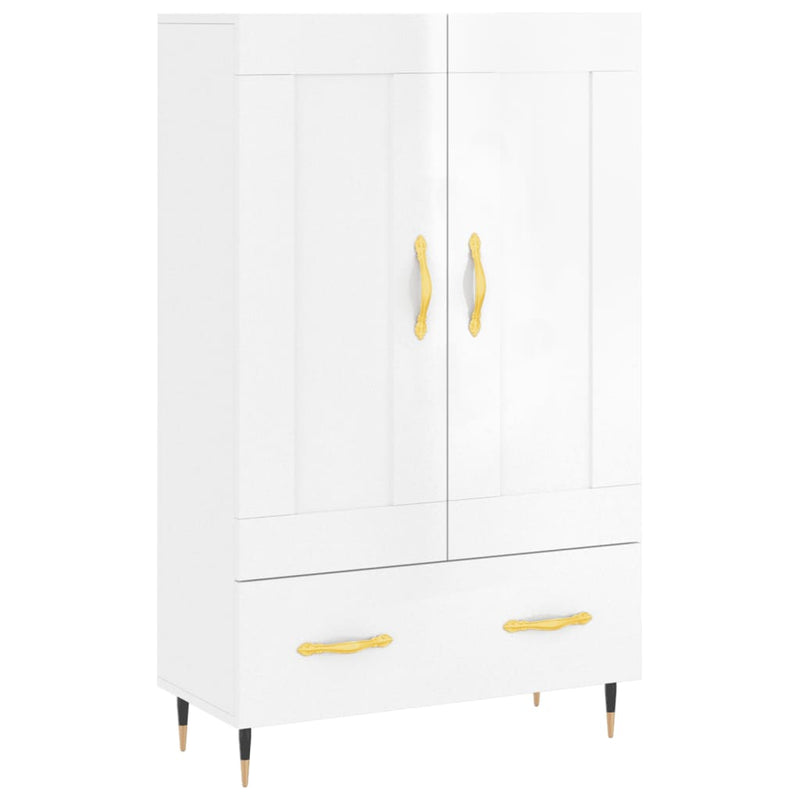 vidaXL magasfényű fehér szerelt fa magasszekrény 69,5 x 31 x 115 cm
