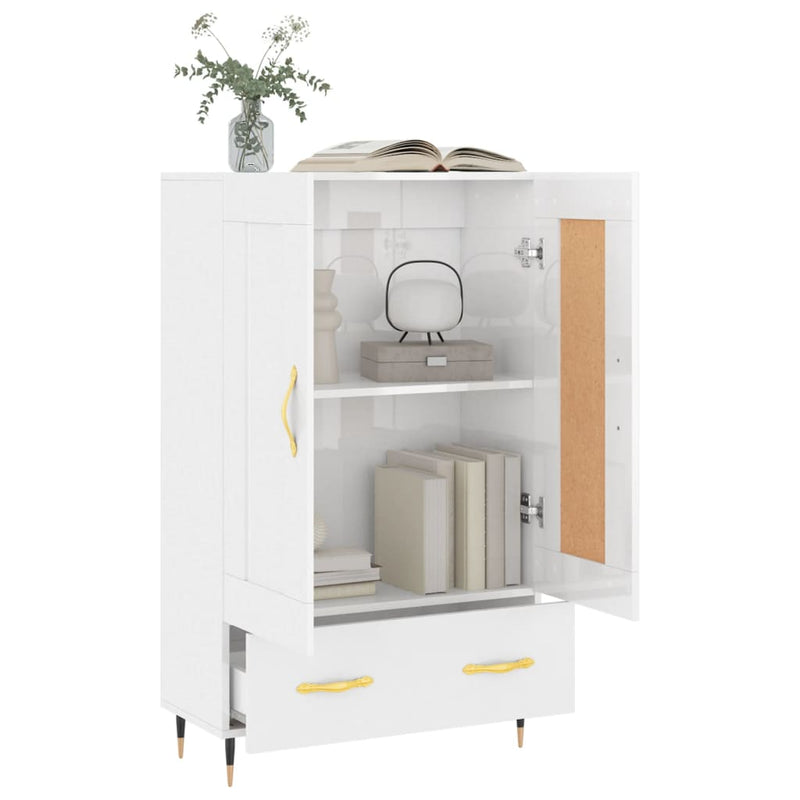 vidaXL magasfényű fehér szerelt fa magasszekrény 69,5 x 31 x 115 cm