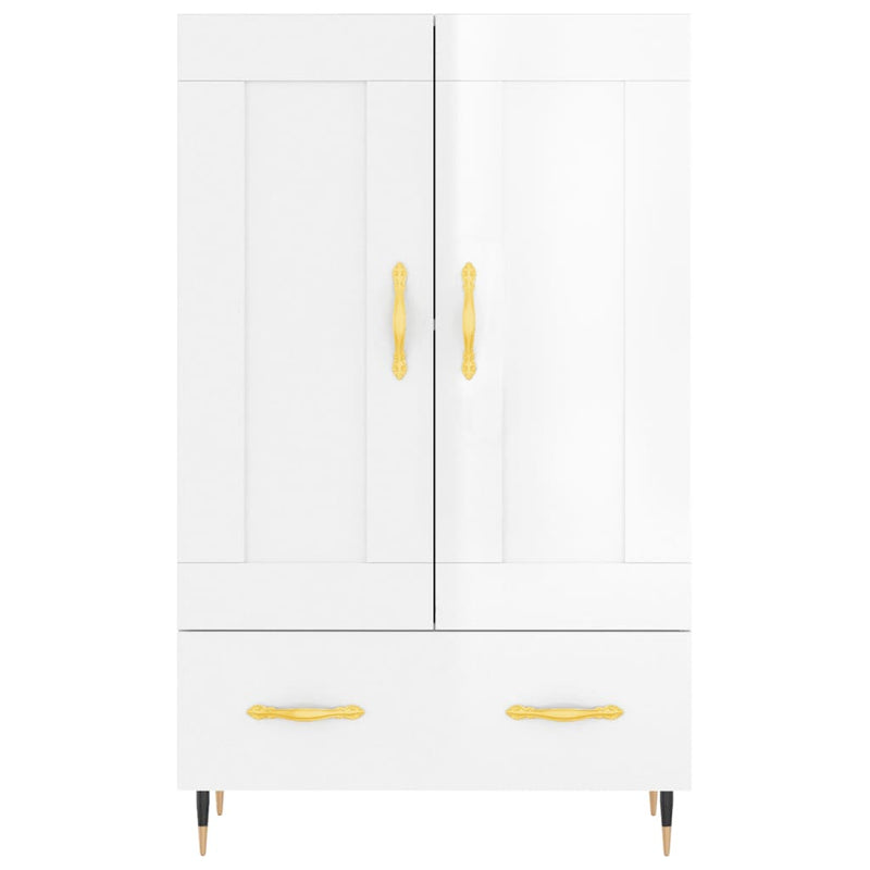 vidaXL magasfényű fehér szerelt fa magasszekrény 69,5 x 31 x 115 cm