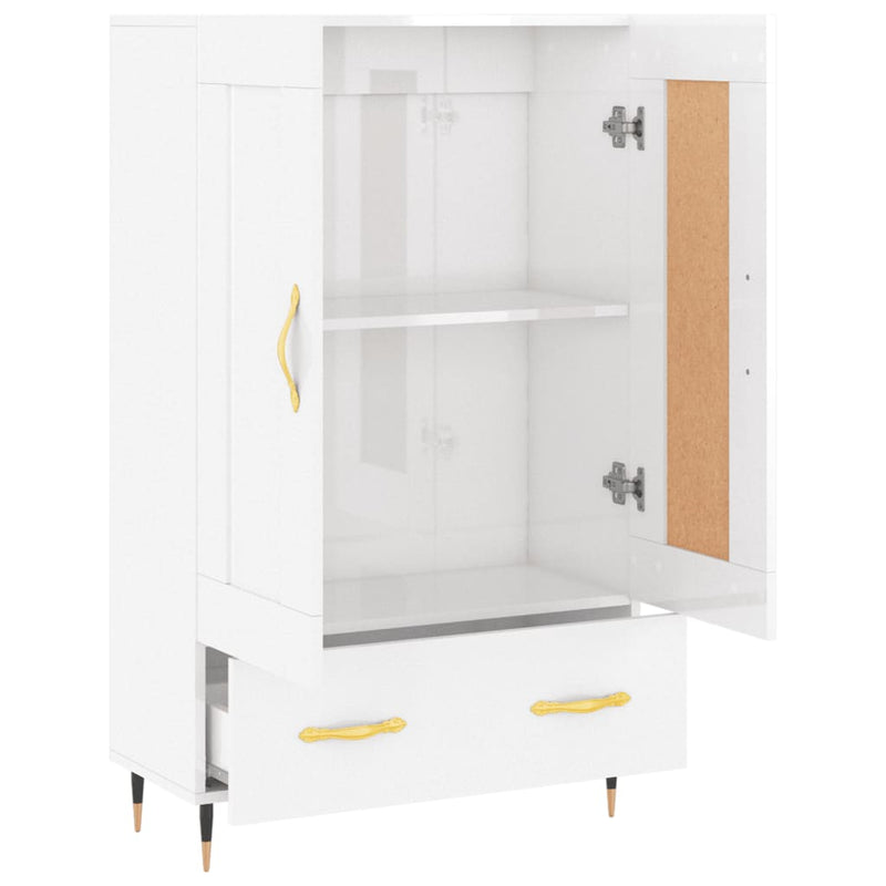 vidaXL magasfényű fehér szerelt fa magasszekrény 69,5 x 31 x 115 cm