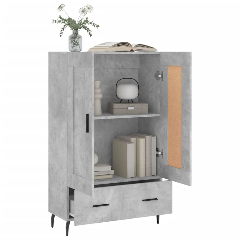 vidaXL betonszürke szerelt fa magasszekrény 69,5 x 31 x 115 cm
