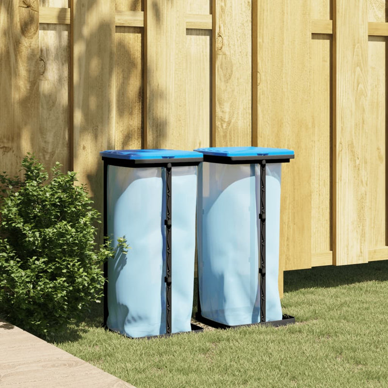 vidaXL 2 db fekete és kék PP szemeteszsáktartó 60 L