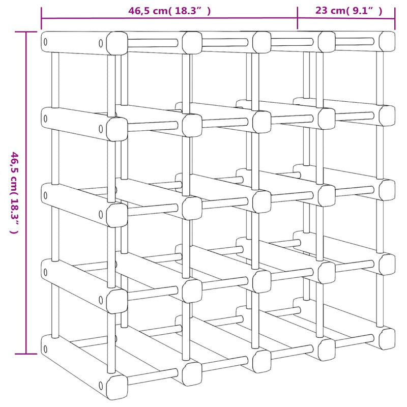 vidaXL tömör fenyőfa bortartó 20 palackhoz 46,5x23x46,5 cm