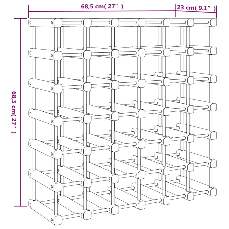 vidaXL tömör fenyőfa bortartó 42 palackhoz 68,5x23x68,5 cm