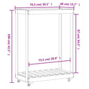 vidaXL fehér tömör fenyőfa rönktároló kerekekkel 76,5 x 40 x 108 cm