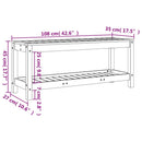 vidaXL fehér tömör fenyőfa kerti pad 108x35x45 cm