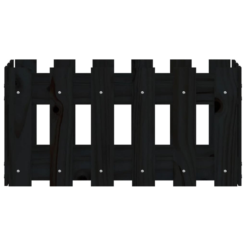 vidaXL fekete tömör fenyő növénytartó léces kialakítással 60x30x30 cm