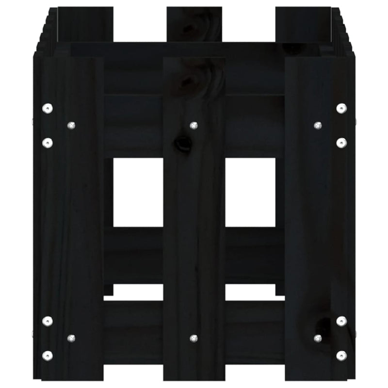 vidaXL fekete tömör fenyő növénytartó léces kialakítással 60x30x30 cm