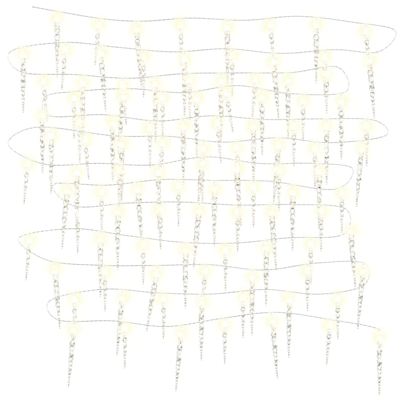 vidaXL karácsonyi jégcsapfény 100 LED meleg fehér 10 m akril PVC