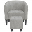 vidaXL világosszürke bársony kagylófotel lábtartóval