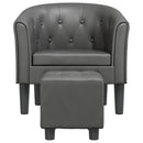 vidaXL szürke műbőr kagylófotel lábtartóval