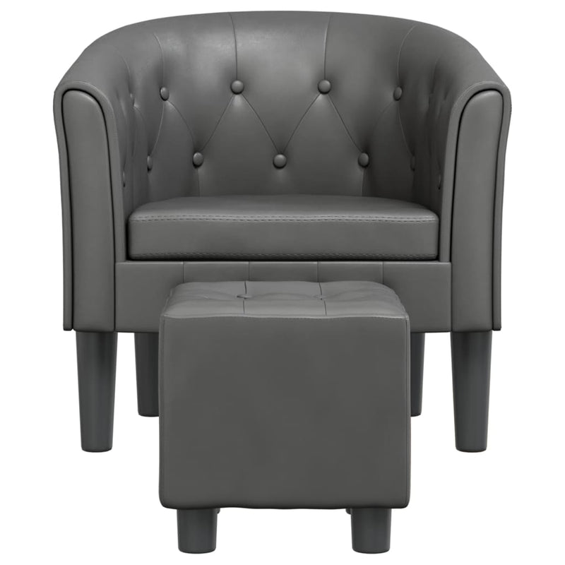 vidaXL szürke műbőr kagylófotel lábtartóval