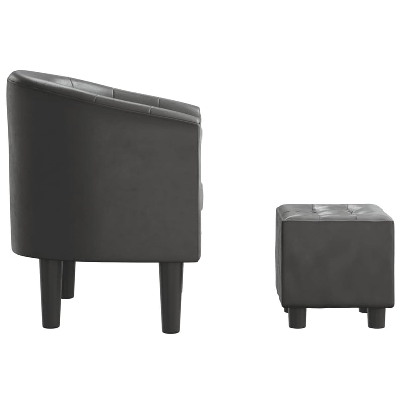 vidaXL szürke műbőr kagylófotel lábtartóval