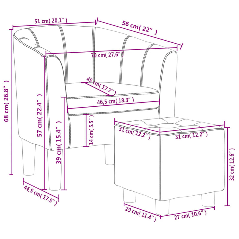 vidaXL barna műbőr kagylófotel lábtartóval