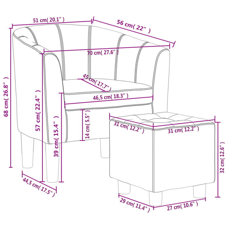 vidaXL bordó műbőr kagylófotel lábtartóval