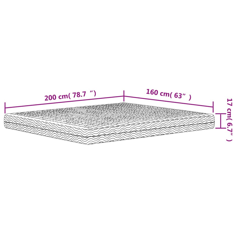 vidaXL fehér H2/H3 keménységű habmatrac 160 x 200 cm