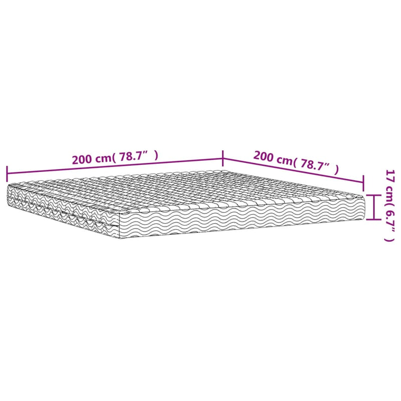 vidaXL fehér H2/H3 keménységű habmatrac 200 x 200 cm