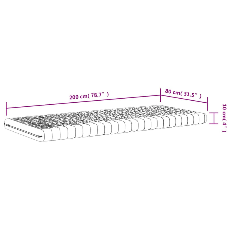 vidaXL fehér 7 zónás 20 ILD keménységű habmatrac 80 x 200 cm