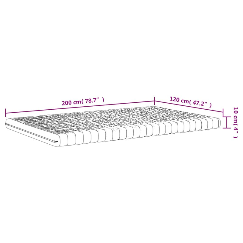 vidaXL fehér 7 zónás 20 ILD keménységű habmatrac 120 x 200 cm