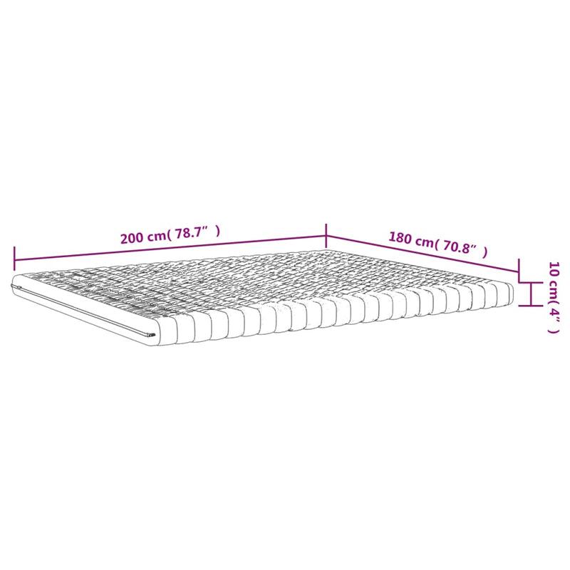 vidaXL fehér 7 zónás 20 ILD keménységű habmatrac 180 x 200 cm