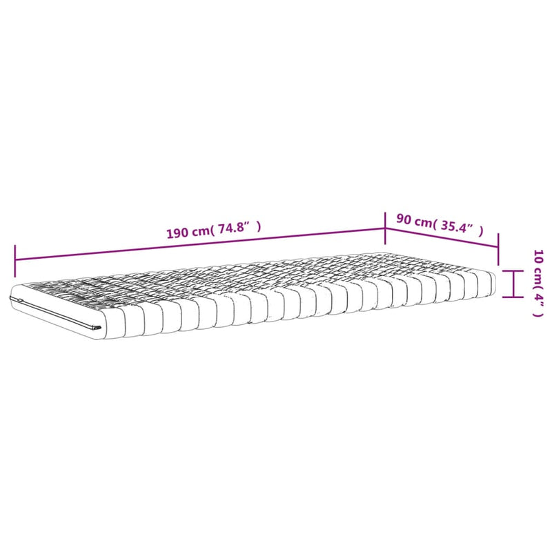 vidaXL 2 db fehér 7 zónás 20 ILD keménységű habmatrac 90 x 190 cm