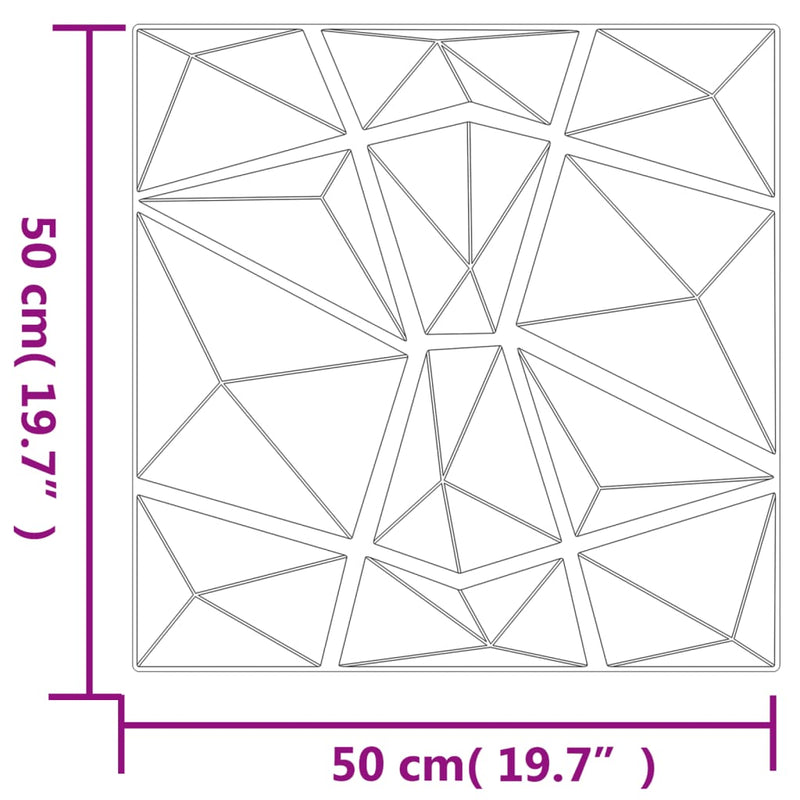 vidaXL 48 db betonszürke XPS gyémántmintás fali panel 50 x 50 cm 12 m²